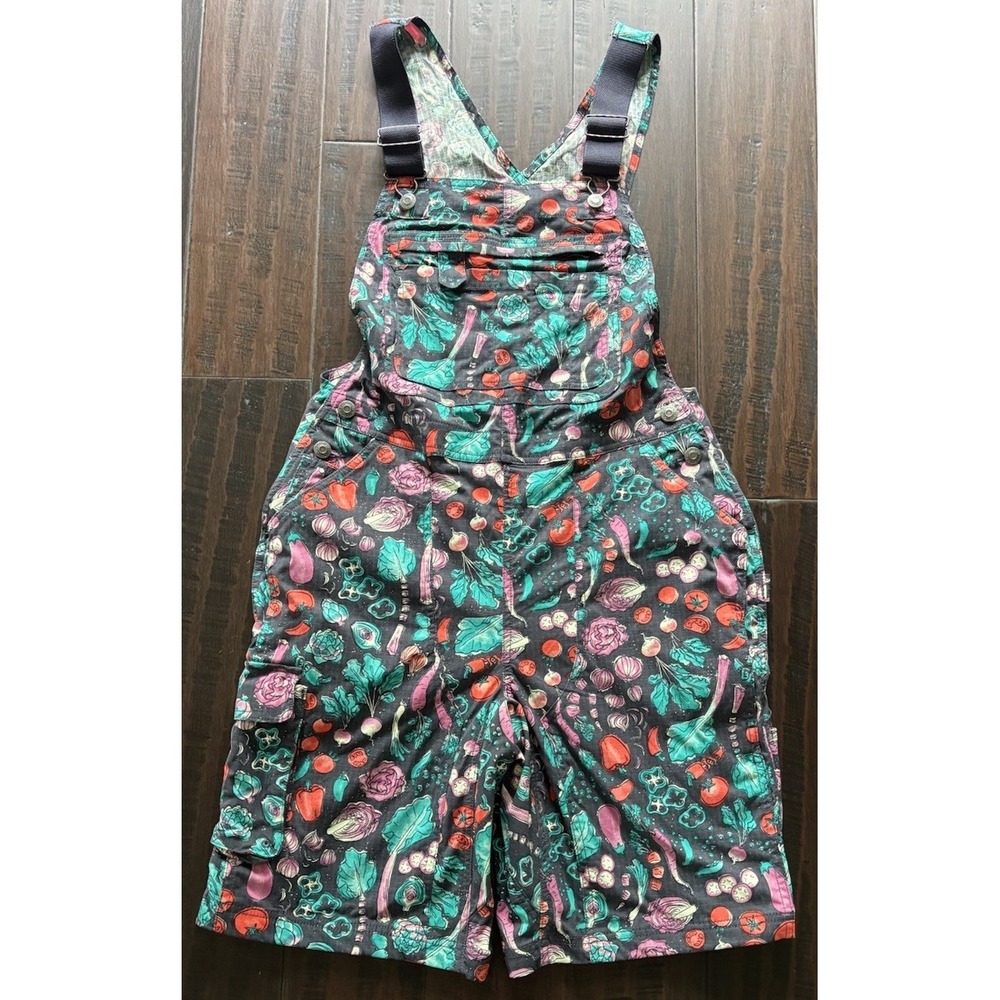 Duluth Trading Dark Indigo Vegetables Womens Small Shorts Overalls RETIRED Print